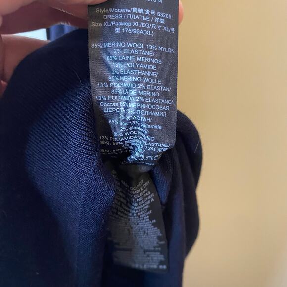 TORY BURCH Merino Blend Navy Ivory Bow Neck Shift Dress Size XL - Picture 6 of 8